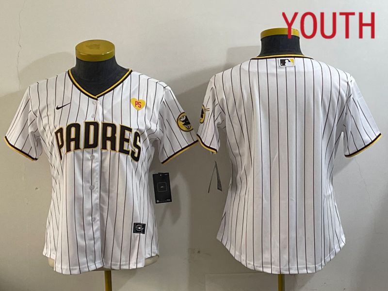 Youth San Diego Padres Blank White Stripe Game 2024 Nike MLB Jersey style 11202